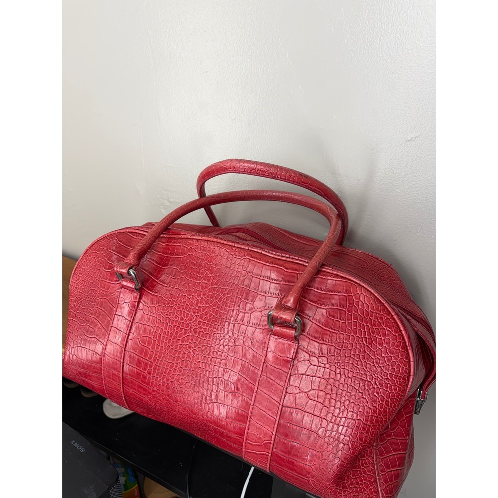 Vintage Bath & Body Works Red Croc Embossed Weekender Duffle Travel Bag